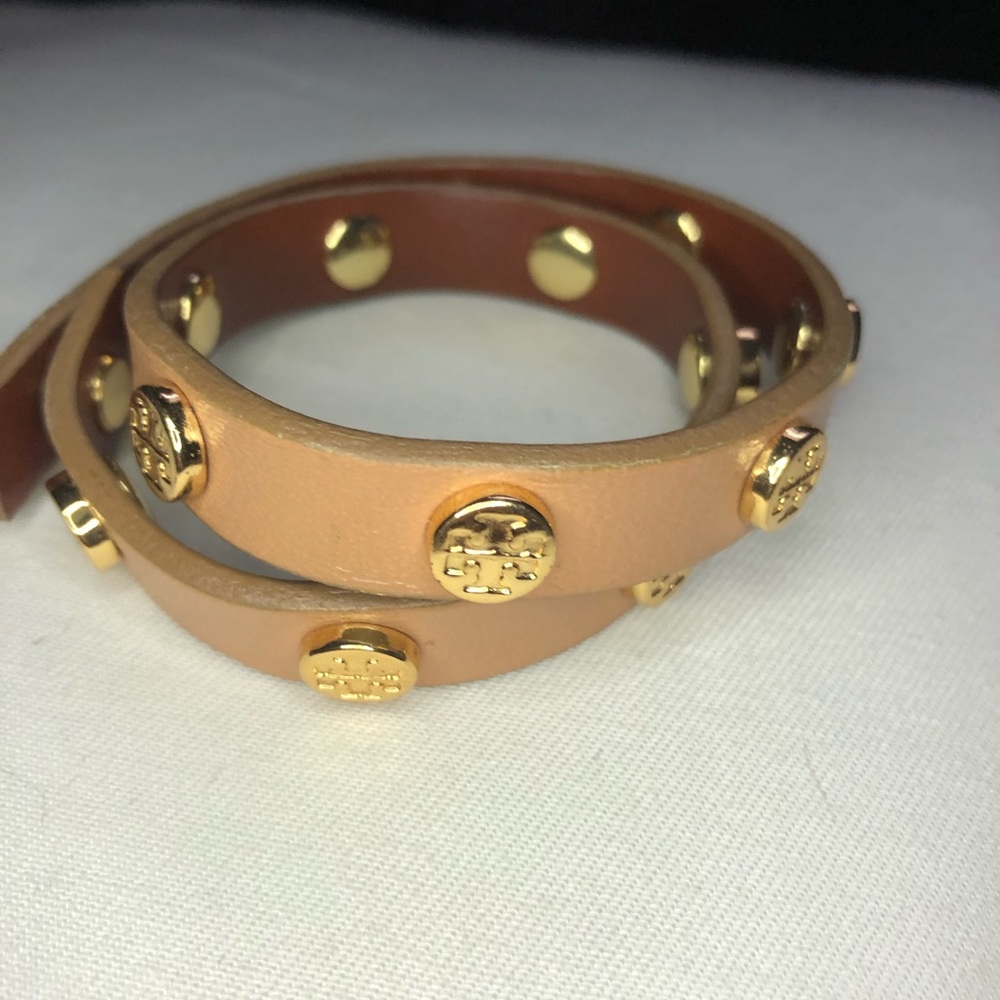 Tory Burch double wrap logo stud bracelet